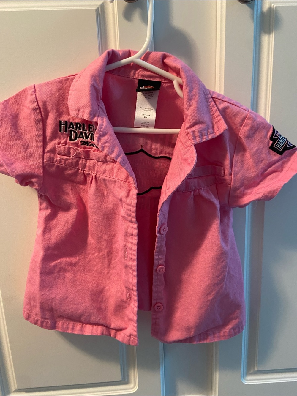 Harley-Davidson Girls Pink Short Sleeve Button-Front Shirt